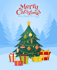 Christmas tree with gifts - 95617367