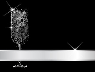 Happy New Year Flute on black background