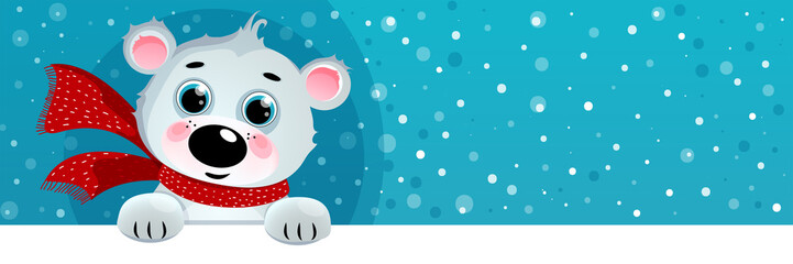  Cartoon Polar Bear, Christmas Background