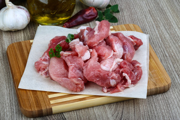 Diced pork meat