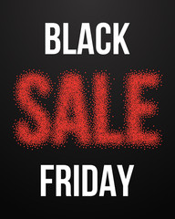 Black Friday Sale Vector Poster with Blackwork Halftone Effect. 