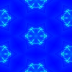 Seamless fractal snowflakes on the light blue background for winter texture or design