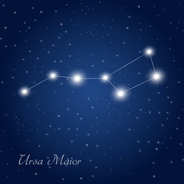 part of Ursa maior constellation at starry night sky 