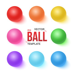 Photorealistic Vector 3D Ball Set Template. Bright Colors Vector