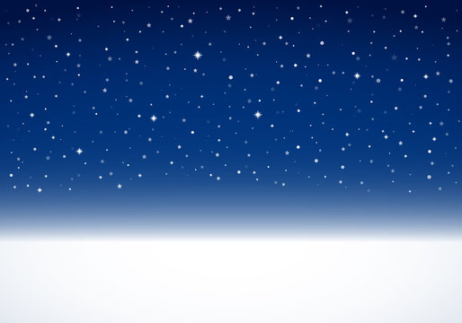 Night Sky, Snow, Stars | Christmas Background with Space for Text