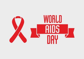 World Aids Day design concept with red ribbon of aids awareness on light background