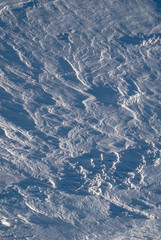 The shapes carved in the snow by the wind, Vitosha Mountain, Bulgaria