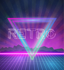 1980 Neon Poster Retro Disco 80s Background made in Tron style w