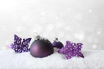Christmas decoration snow purple white