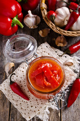 Red peppers marinated