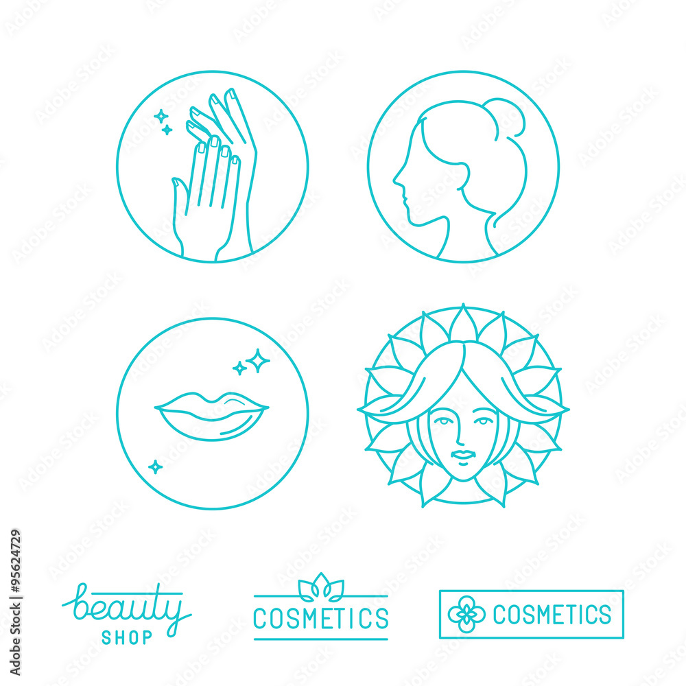 Poster Vector set of linear logo design templates and icons