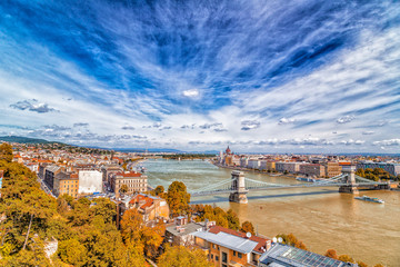 Chain Bridge on the Danube River in Budapest