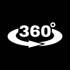 The Angle 360 degrees icon. Rotation symbol. Flat