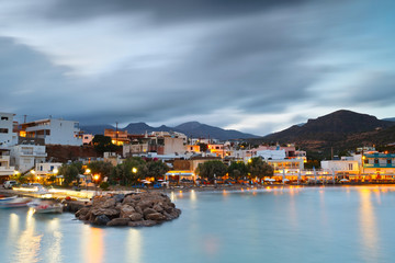 Fototapeta premium Small fishing harbour and a beach in Makrygialos village in the south eastern Crete, Greece