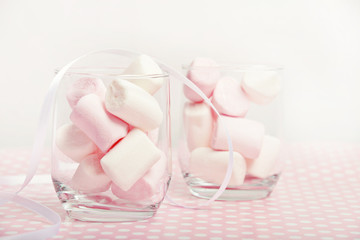 Pink and white marshmallows glass ribbon