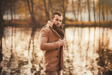 man in autumn coat
