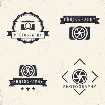 photography, camera, photographer logo, emblems, signs, badges, vector illustration