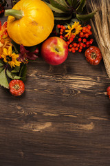 Thanksgiving day or halloween greeting card. Autumn concept. Har