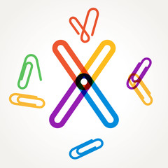 X letter from paper clip alphabet.