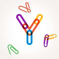 Y letter from paper clip alphabet.