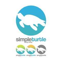 Naklejka premium Turtle Swimming Logo Design. Vector of turtle design on white background. Sea animals. Easy editable layered vector illustration.