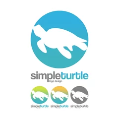 Foto op Canvas Turtle Swimming Logo Design. Vector of turtle design on white background. Sea animals. Easy editable layered vector illustration. © adynue