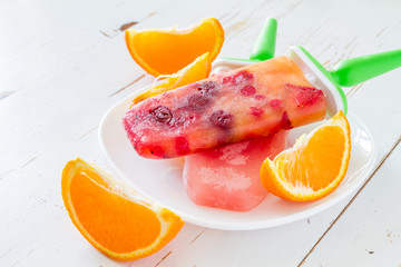 Fruit juice ice pops