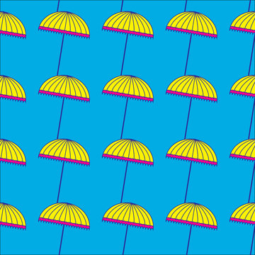 Seamless pattern with cute colorful umbrellas. Vector background