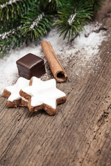 Fien cinnamon cookies on wooden background