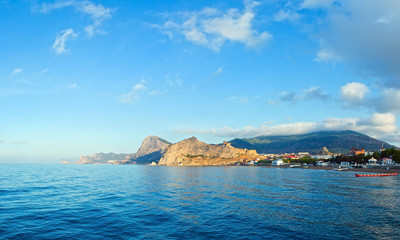 Genoese fortress and summer rocky coastline (Crimea, Ukraine)