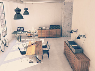 Interior design of  modern Living room. 3d rendering