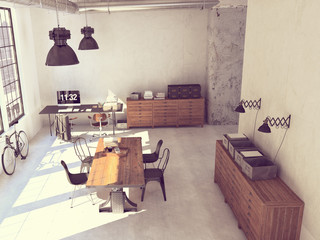 Interior design of  modern Living room. 3d rendering