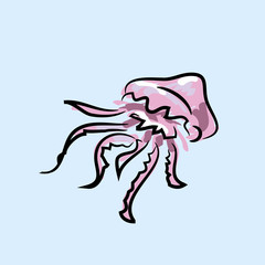 cartoon jellyfish picture hand drawn