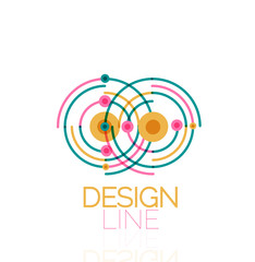 Vector swirl and circles outline minimal abstract geometric logo