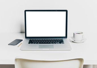 Fototapeta premium Working place, laptop
