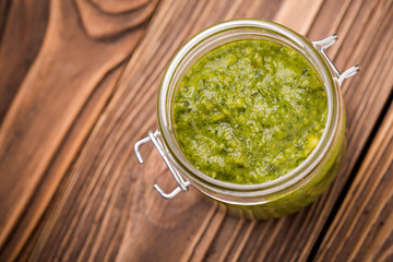 Diy homemade radish leaves pesto