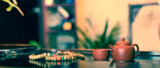 A cup of whole leaf lapsang souchong tea, a rich smoky flavored tea
