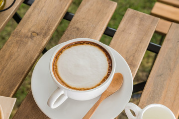 cappuccino in white cup