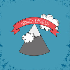 Hand Drawn Mountain Expedition Logo or Emblem