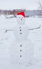 Obraz premium Real snowman outdoors 