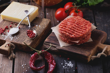 Home made burger cooking