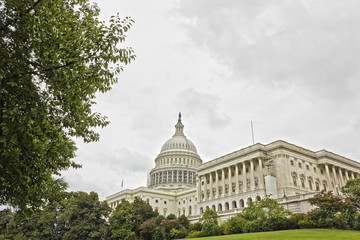 View of the Neoclassical United States Capitol Building & it's iconic cast iron dome designed by Thomas U. Walter, Capitol Hill, Washington DC