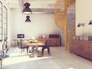 Spiral stairs. 3d rendering