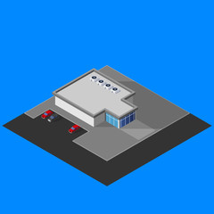 vector illustration of isometric supermarket building