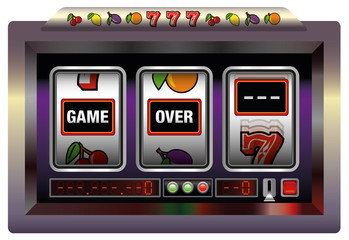Fototapeta premium Gaming machine lettering GAME OVER. Isolated vector illustration over white background.