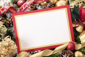Blank Christmas card with decorations