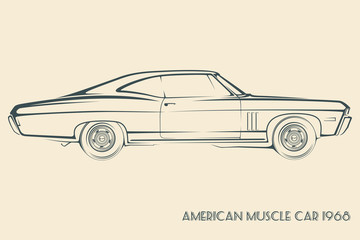 American muscle car silhouette 60s