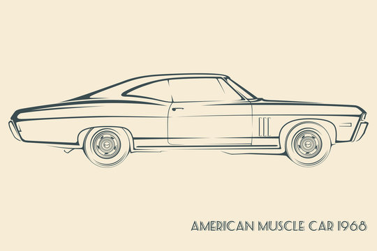 American muscle car silhouette 60s
