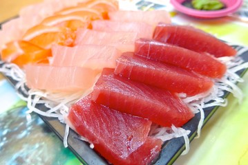 Japanese food , sashimi set closeup