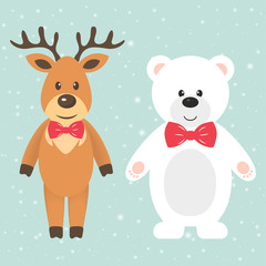 Fototapeta premium winter deer and winter bear